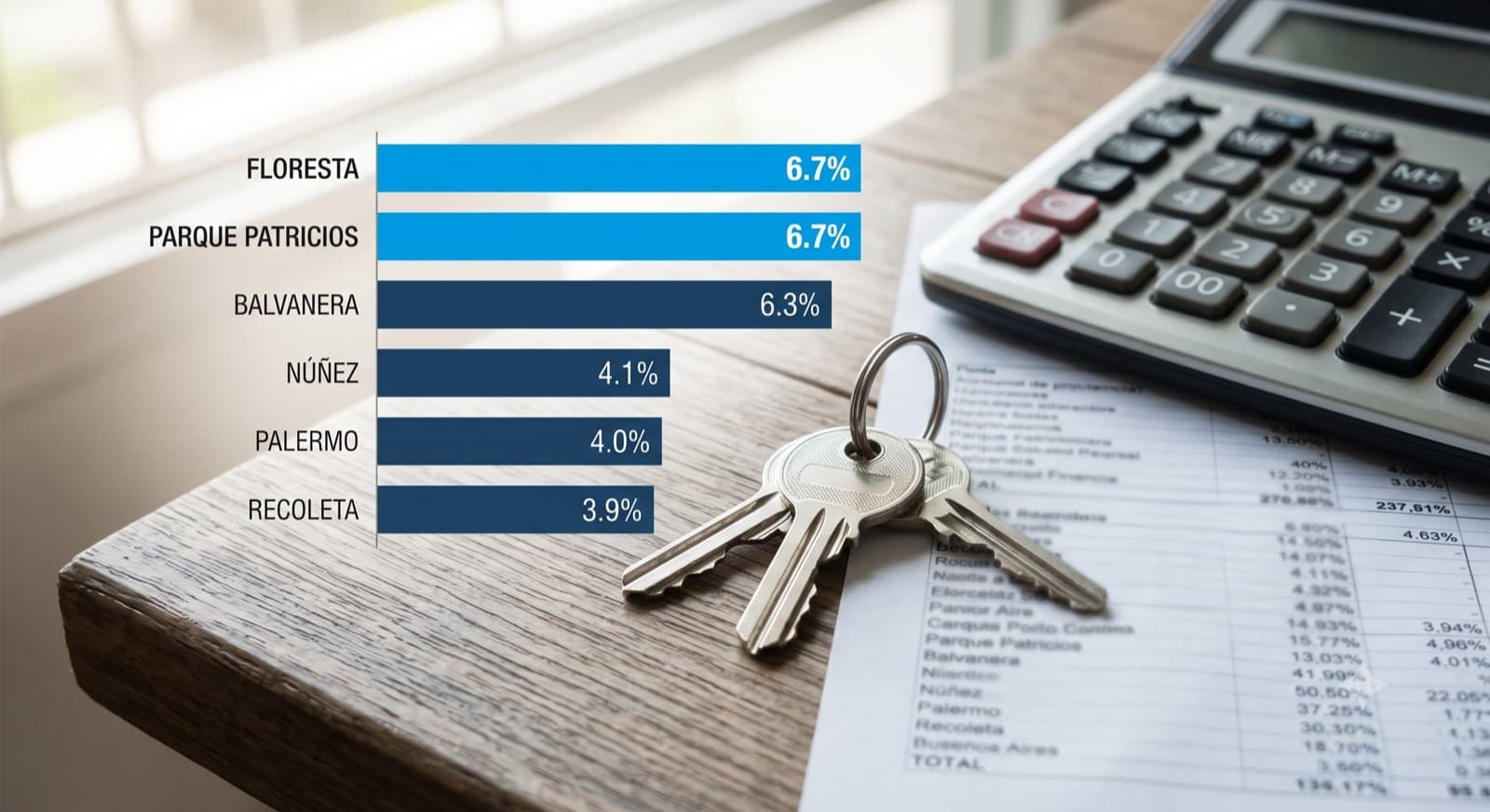 La renta bruta es 6%. La neta la conocés cuando se va el inquilino